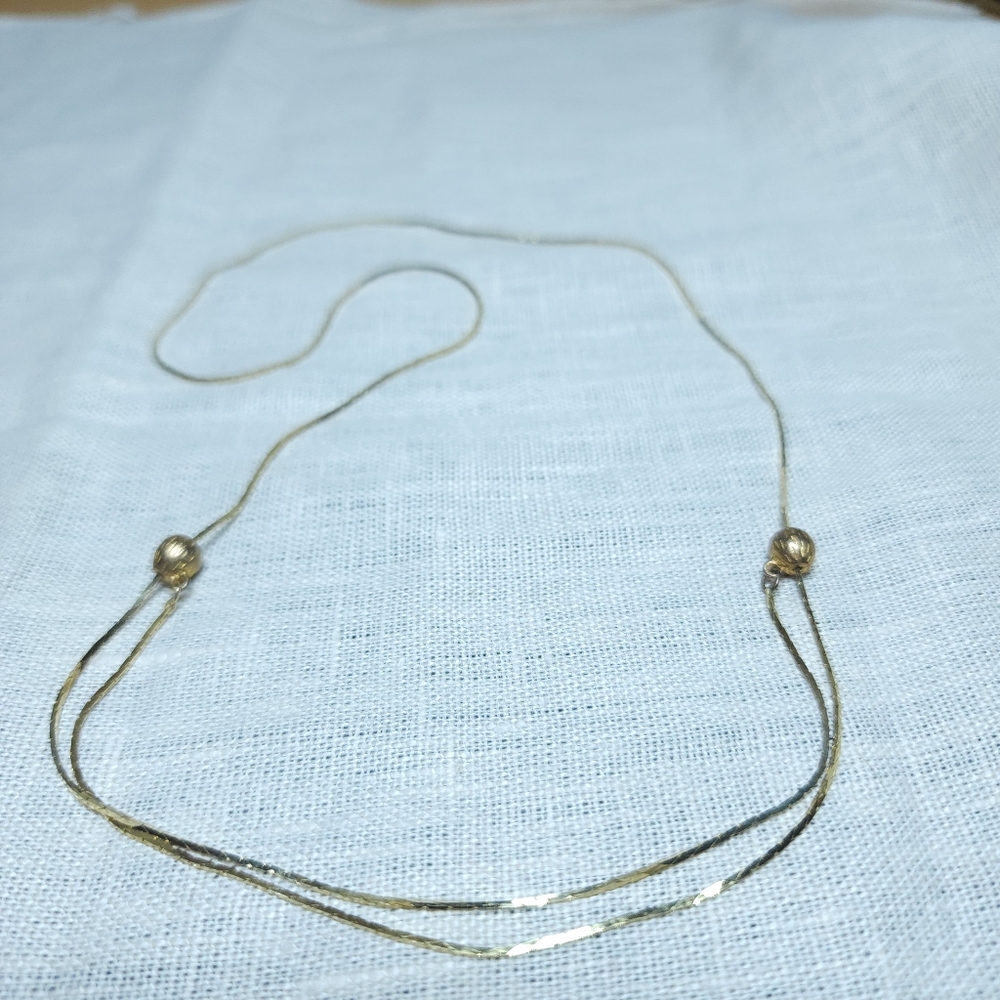Vintage Herringbone Chain Necklace Adjustable Length Gold Tone 26" - Picture 2 of 7